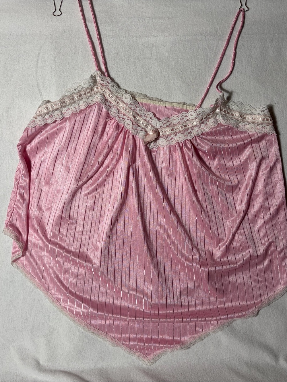 Vintage Pink Satin Lace Trim Cami Top medium